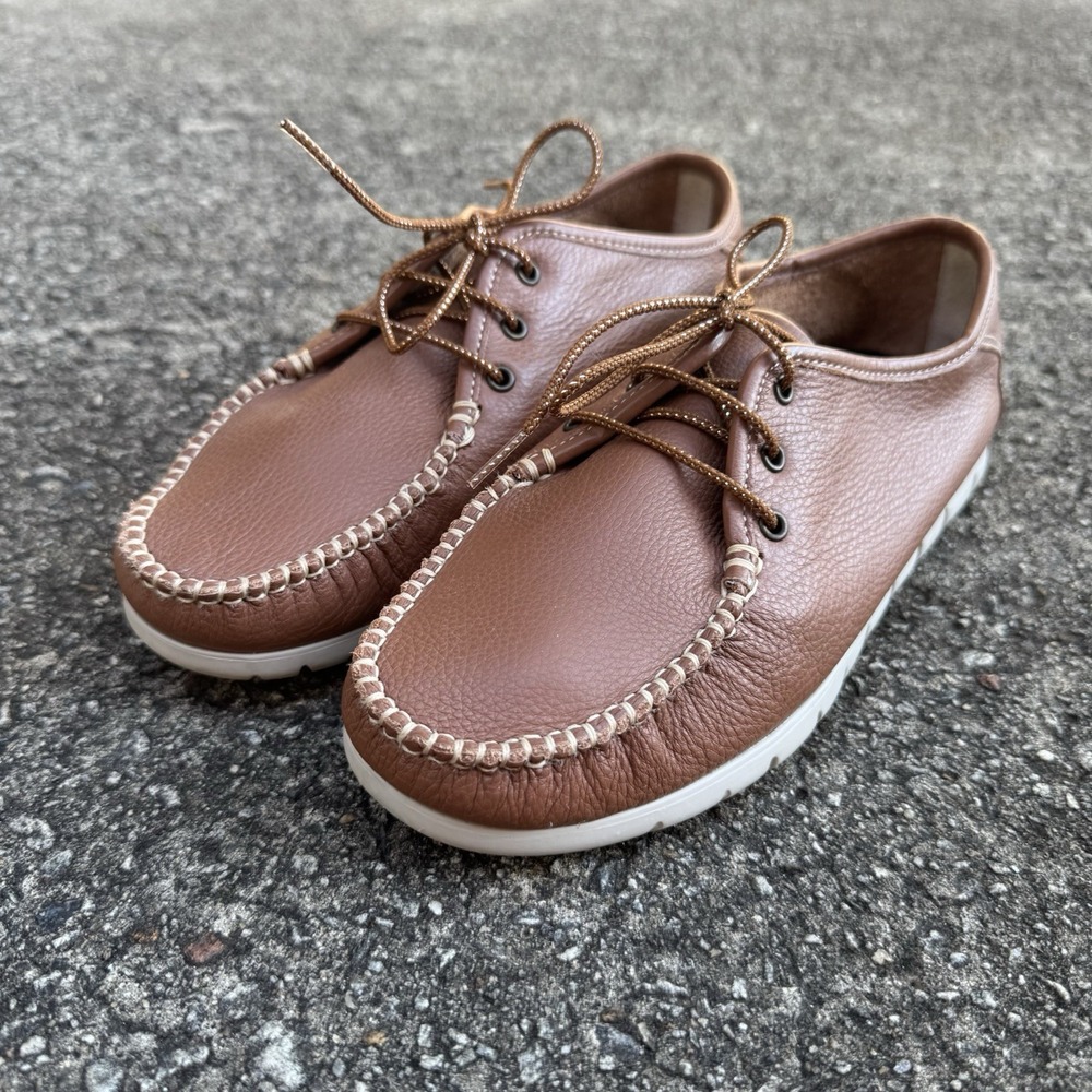 SAS Brown Leather Moccasin-Style Lace-Up Flats 71/2 WW